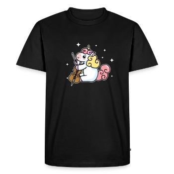 Licorne douce joue au violoncelle amant - T-shirt Premium bio Homme - noir - Devant - Nico (187cm)