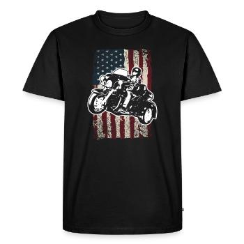 Drapeau américain Moto Trike - T-shirt Premium bio Homme - noir - Devant - Nico (187cm)