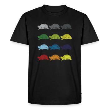 Neon Pop Art Retro Turtle Animal Gift - Men's Premium Organic T-Shirt - black - Front - Nico (187cm)