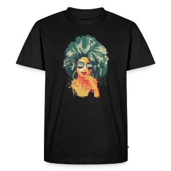 Vintage Retro Art 70's Afro Noir Africain - T-shirt Premium bio Homme - noir - Devant - Nico (187cm)