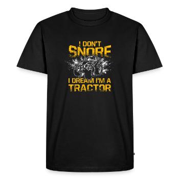I Don't Snore I Dream I'm A Tractor Funny Tractor - Men's Premium Organic T-Shirt - black - Front - Nico (187cm)