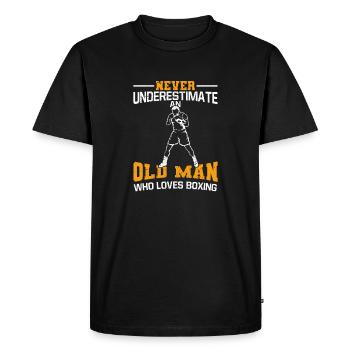 Ne sous-estimez jamais un boxeur Old Man - T-shirt Premium bio Homme - noir - Devant - Nico (187cm)