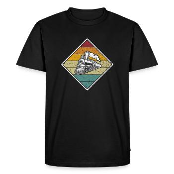 Conducteur de train rétro Conducteur de locomotive - T-shirt Premium bio Homme - noir - Devant - Nico (187cm)