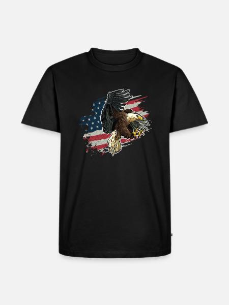 Patriotic USA Flag Bald Eagle - Men's Premium Organic T-Shirt - black