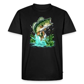 Bass Fisherman Large Mouth Bass Fishing - Men's Premium Organic T-Shirt - black - Front - Nico (187cm)