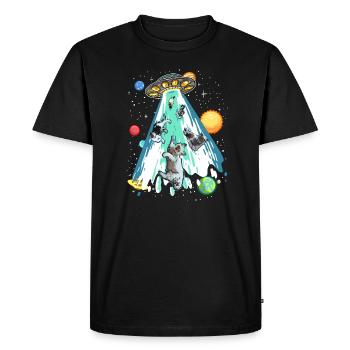 Drôle de dire Cat UFO Alien Cat Love - T-shirt Premium bio Homme - noir - Devant - Nico (187cm)