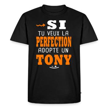 la perfection adopte un Tony Cadeau pour Anthony - T-shirt Premium bio Homme - noir - Devant - Nico (187cm)