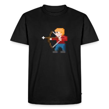 Retro 80s Video Game Pixel Art Archery Archer - Men's Premium Organic T-Shirt - black - Front - Nico (187cm)