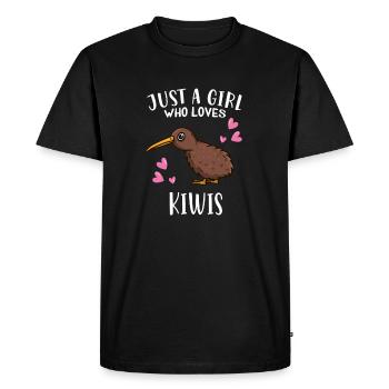 Drôle d’oiseau kiwi juste une fille qui aime les kiwis - T-shirt Premium bio Homme - noir - Devant - Nico (187cm)