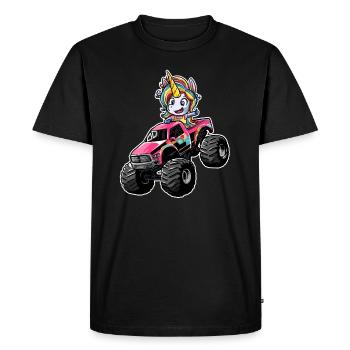 Monster Truck Licorne Camion Fille Pickup - T-shirt Premium bio Homme - noir - Devant - Nico (187cm)