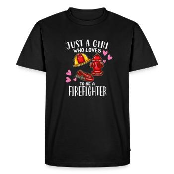 Just A Girl Pompier Pompier Pompier - T-shirt Premium bio Homme - noir - Devant - Nico (187cm)