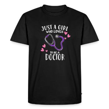 Just A Girl Doctor Médecine Docteur Cabinet de médecin - T-shirt Premium bio Homme - noir - Devant - Nico (187cm)