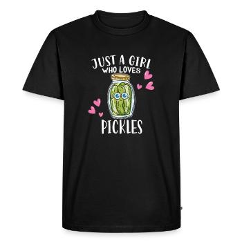 Juste une fille qui aime les cornichons Concombre Salade de concombre - T-shirt Premium bio Homme - noir - Devant - Nico (187cm)