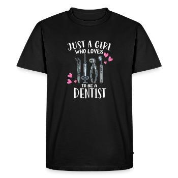 Juste une fille qui aime être dentiste Zahnärztin - T-shirt Premium bio Homme - noir - Devant - Nico (187cm)