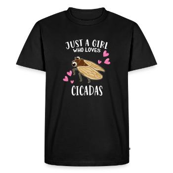 Fan d’insectes juste une fille qui aime les cigales - T-shirt Premium bio Homme - noir - Devant - Nico (187cm)