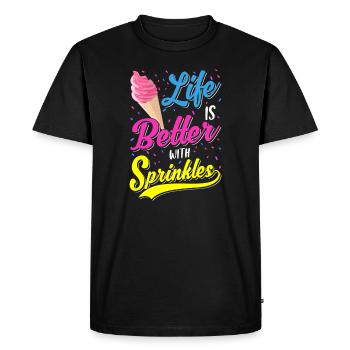 La vie est meilleure avec saupoudrer une crème glacée d’été - T-shirt Premium bio Homme - noir - Devant - Nico (187cm)