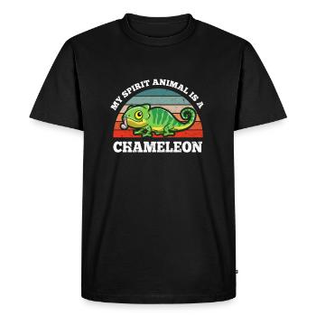 Lézards caméléons Mon animal spirituel est un caméléon - T-shirt Premium bio Homme - noir - Devant - Nico (187cm)