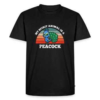 Oiseau paon Amoureux Mon Animal est un paon - T-shirt Premium bio Homme - noir - Devant - Nico (187cm)
