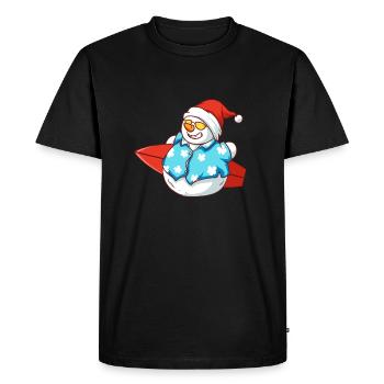 Christmas In July Funny Snowman Summer Surfer - Men's Premium Organic T-Shirt - black - Front - Nico (187cm)
