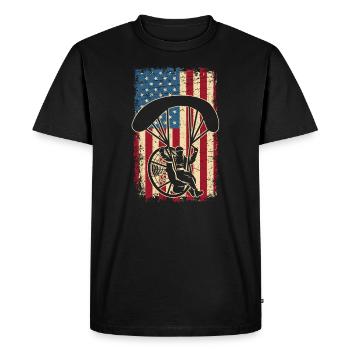 USA Paraglider American Flag Patriote Paramotor - Men's Premium Organic T-Shirt - black - Front - Nico (187cm)