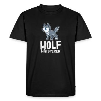 Funny Wolf Lover Wolf Whisperer - Men's Premium Organic T-Shirt - black - Front - Nico (187cm)