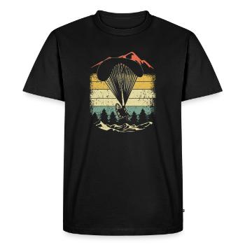 Retro Paraglider Parachuting Skydiving Paramotor - Men's Premium Organic T-Shirt - black - Front - Nico (187cm)