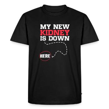 My New Kidney Is Down Here Funny Organ Recipient - Men's Premium Organic T-Shirt - black - Front - Nico (187cm)