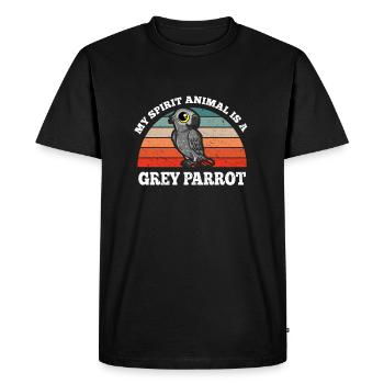 Oiseaux perroquets gris Mon animal spirituel est un perroquet gris - T-shirt Premium bio Homme - noir - Devant - Nico (187cm)