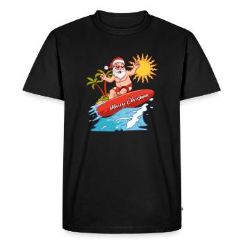 Merry Christmas Santa Surfing Vacation Hawaii - Men's Premium Organic T-Shirt - black - Front - Nico (187cm)