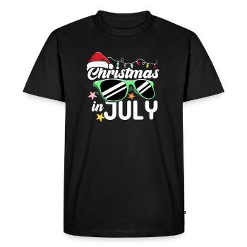 Christmas In July Santa Hat Beach Summer Vacation - Men's Premium Organic T-Shirt - black - Front - Nico (187cm)