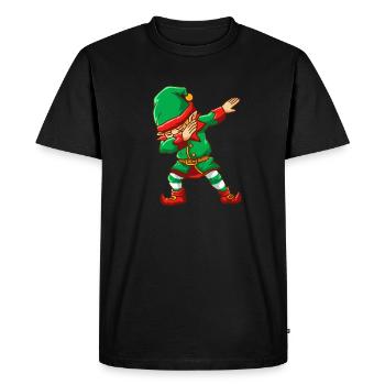 Funny Dabbing Elf Dab Dancing Christmas - Men's Premium Organic T-Shirt - black - Front - Nico (187cm)