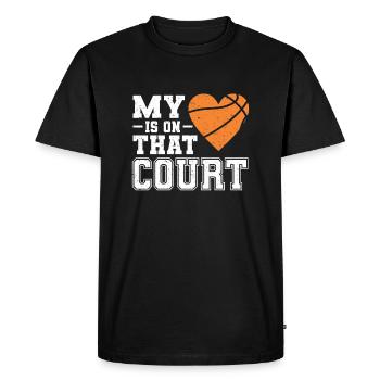 My Heart Is On That Court For Basketball Mom Dad - Men's Premium Organic T-Shirt - black - Front - Nico (187cm)