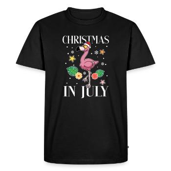 Funny Summer Vacation Christmas In July Flamingo - Men's Premium Organic T-Shirt - black - Front - Nico (187cm)