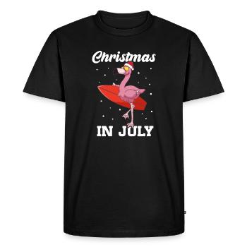 Flamant rose de Noël Santa Nikolaus Surfeur de Noël - T-shirt Premium bio Homme - noir - Devant - Nico (187cm)