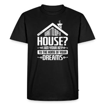 Vente de maison Courtier Agent immobilier Vendeur - T-shirt Premium bio Homme - noir - Devant - Nico (187cm)