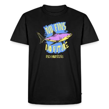 Militant des droits des animaux Hai No Fins No Future Saveoursharks - T-shirt Premium bio Homme - noir - Devant - Nico (187cm)