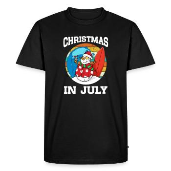 Christmas In July Snowman Beach Summer Surfing - Men's Premium Organic T-Shirt - black - Front - Nico (187cm)