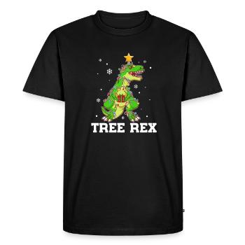 Tree Rex Xmas Tree Dinosaur Christmas - Men's Premium Organic T-Shirt - black - Front - Nico (187cm)