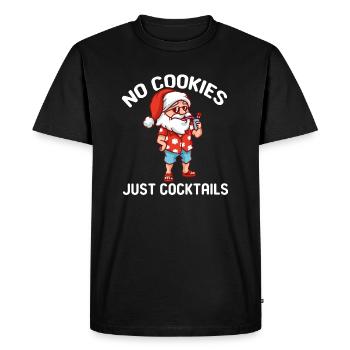 No Cookies Just Cocktails Santa Christmas In July - Men's Premium Organic T-Shirt - black - Front - Nico (187cm)