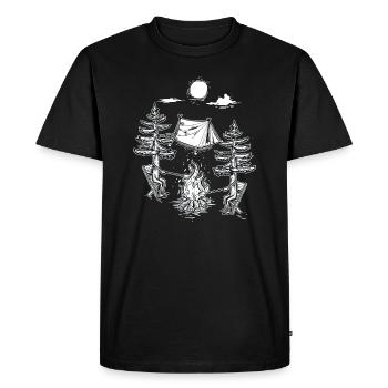 Amateurs de camping en plein air Treehouse Forest Camping - T-shirt Premium bio Homme - noir - Devant - Nico (187cm)