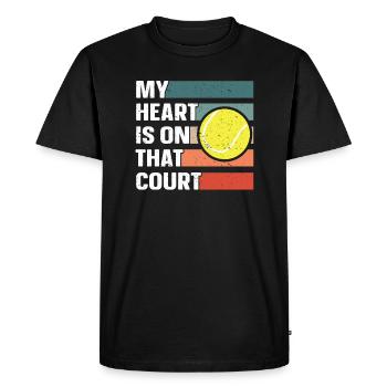 Tennis Papa Maman Mère Père Joueur de tennis - T-shirt Premium bio Homme - noir - Devant - Nico (187cm)