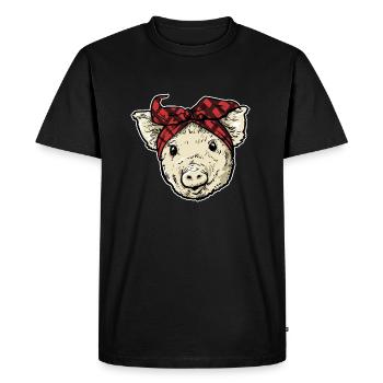 Pig With Bandana Pigs Farmer Funny Farming - Men's Premium Organic T-Shirt - black - Front - Nico (187cm)