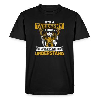 Taxidermiste Dictons Sacrifice d’animaux Préparateur d’animaux - T-shirt Premium bio Homme - noir - Devant - Nico (187cm)