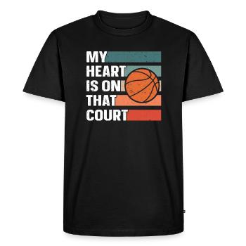 Retro My Heart Is On That Court Basketball Dad Mom - Men's Premium Organic T-Shirt - black - Front - Nico (187cm)