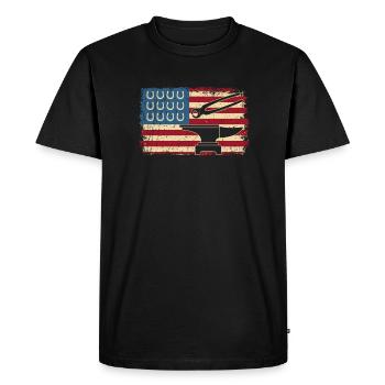 US Flag Patriotic American Farrier Puller Anvil - Men's Premium Organic T-Shirt - black - Front - Nico (187cm)