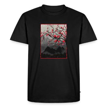 Vintage Cherry Blossom Japon Art japonais - T-shirt Premium bio Homme - noir - Devant - Nico (187cm)