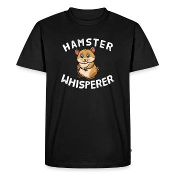 Funny Hamster Lover Hamster Whisperer - Men's Premium Organic T-Shirt - black - Front - Nico (187cm)