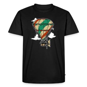 Montgolfière Zeppelin Balloon Flying Pilot - T-shirt Premium bio Homme - noir - Devant - Nico (187cm)