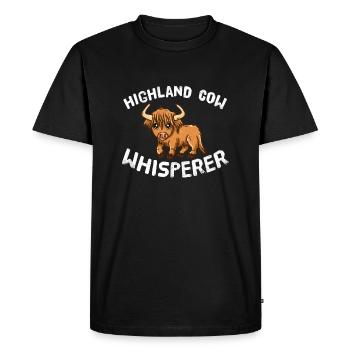 Highland Cow Whisperer Vache Vaches Yak Ox Farmer - T-shirt Premium bio Homme - noir - Devant - Nico (187cm)