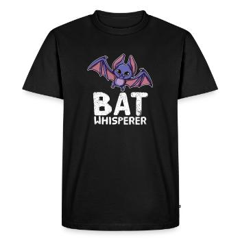 Funny Bat Lover Bat Whisperer - Men's Premium Organic T-Shirt - black - Front - Nico (187cm)